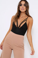 Black Dual Strap Bodysuit - Alisha-Bodysuits