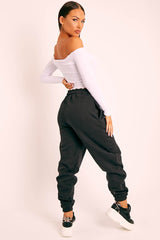 Black Elasticated Tie Waist Joggers - Kamella-Joggers