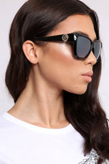 Black Embellished Arm Cat Eye Sunglasses - Kitti-Sunglasses