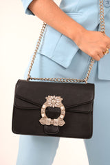 Black Embellished Buckle Bag - Darien-Bags
