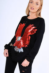 Black Embellished Eagle Distressed Tracksuit - Tiegan-Loungewear