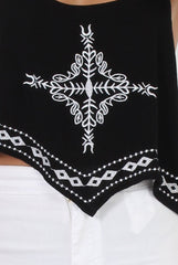 Black Embroidered Crop Top - Wren-Crop Tops