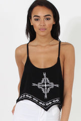 Black Embroidered Crop Top - Wren-Crop Tops