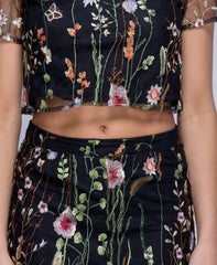 Black Embroidered Floral Co-ord - Roxy-Co-ords