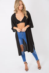 Black Embroidered Kimono - Regan-Jackets