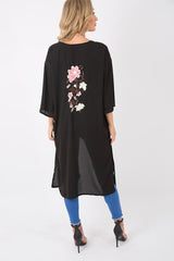 Black Embroidered Kimono - Regan-Jackets
