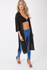 Black Embroidered Kimono - Regan-Jackets