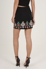 Black Embroidered Skirt - Sonia-Skirts