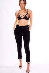 Black Embroidered Strappy Harness Bralet - Cherri-Bralets