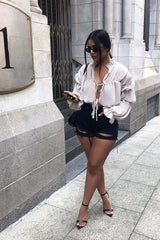 Black Extreme Distressed High Waist Shorts - Esra-Shorts