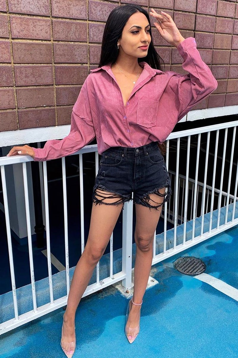Black Extreme Distressed High Waist Shorts - Esra-Shorts