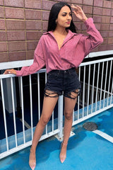 Black Extreme Distressed High Waist Shorts - Esra-Shorts