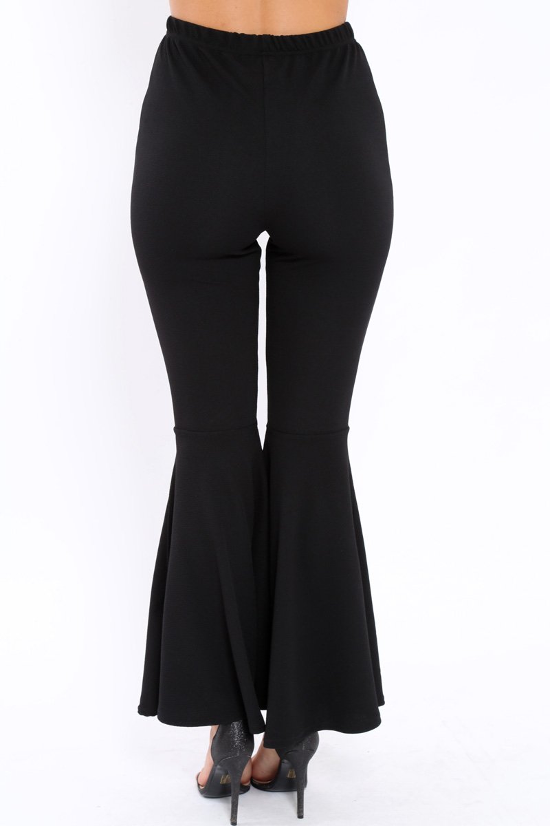 Black Extreme Flare Trousers - Becki-Trousers