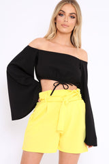 Black Extreme Flared Sleeved Crop Top - Dalis-Tops