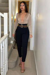 Black Extreme High Waist Tailored Trousers - Yaz-Trousers