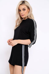 Black Extreme Side Sports Trim Loungewear Set - Aiyana-Loungewear