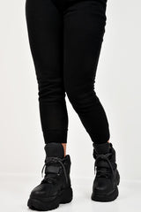Black Extreme Sole Chunky Lace Up Boots - Jaxson-Boots