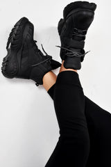 Black Extreme Sole Chunky Lace Up Boots - Jaxson-Boots