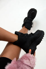 Black Extreme Sole Chunky Lace Up Boots - Jaxson-Boots