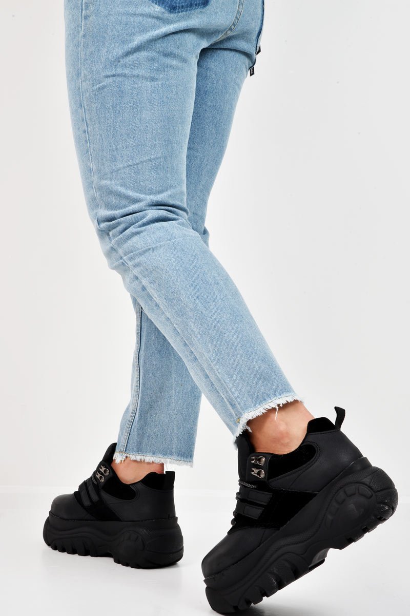 Black Extreme Sole Chunky Lace Up Trainers - Dalton-Trainers