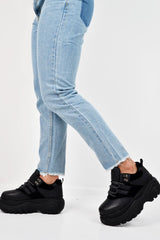 Black Extreme Sole Chunky Lace Up Trainers - Dalton-Trainers