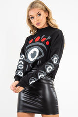 Black Eye Print Crew Neck Sweatshirt - Lynden-Sweatshirts