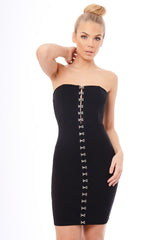 Black Eyelet Front Bandeau Mini Dress - Kayla-Dresses