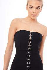 Black Eyelet Front Bandeau Mini Dress - Kayla-Dresses