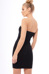 Black Eyelet Front Bandeau Mini Dress - Kayla-Dresses