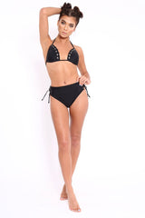 Black Eyelet High Leg Bikini - Patti-Bikinis