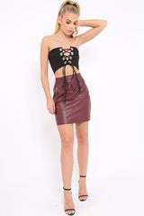 Black Eyelet Lace Up Bandeau Crop Top - Jolene-Crop Tops