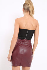 Black Eyelet Lace Up Bandeau Crop Top - Jolene-Crop Tops