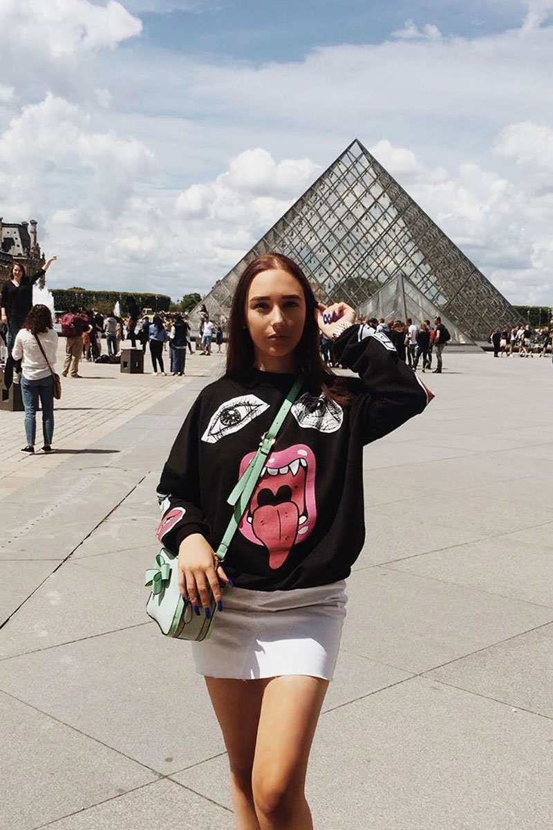 Black Eyes Lips Printed Sweatshirt - Beckie-Sweatshirts