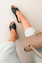 Black Fabric Cross Over Sliders - Lanea-Sliders