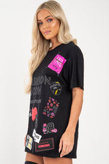 Black Fashion Icon Slogan Print T-Shirt - Raeonna-T-shirt