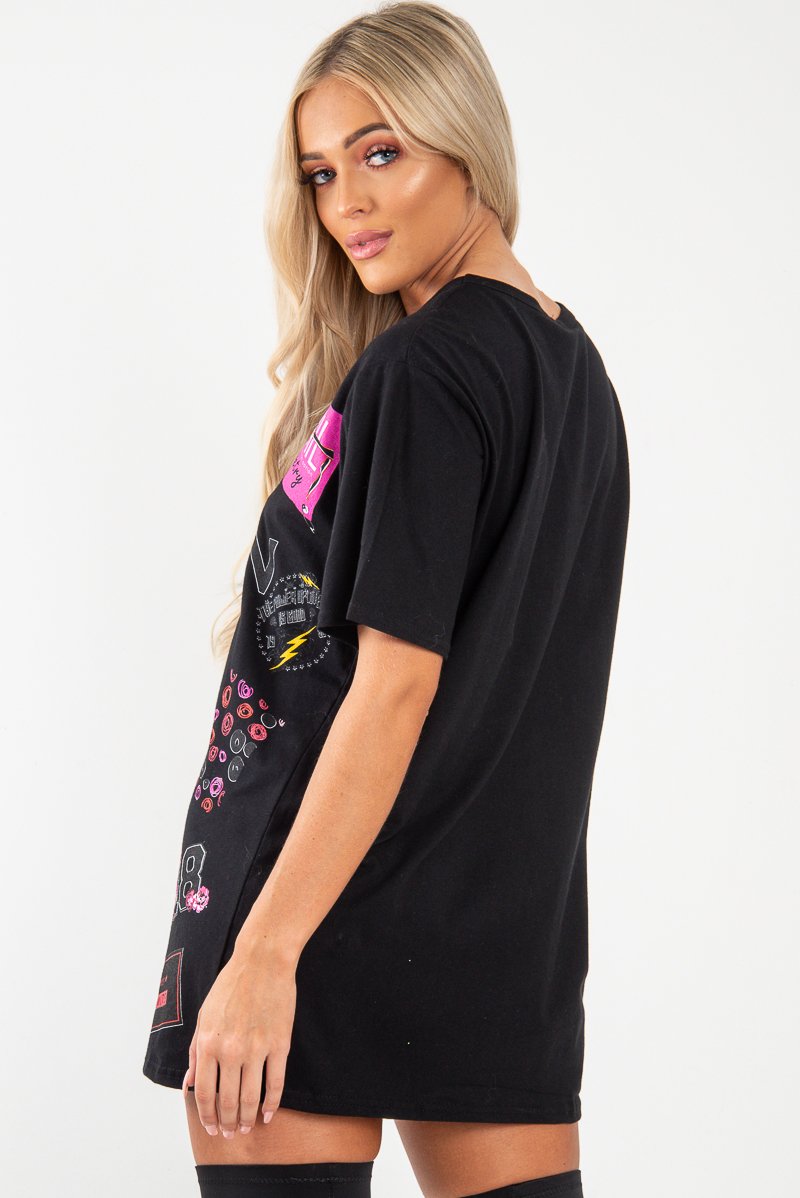 Black Fashion Icon Slogan Print T-Shirt - Raeonna-T-shirt