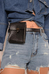 Black Faux Croc Bumbag - Ivoree-Bags