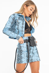 Black Faux Croc Double Pouch Belt Bag - Raffaela-Belts