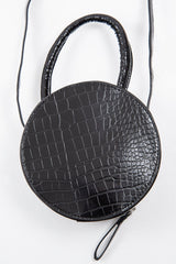 Black Faux Croc Handle Round Cross Body Bag - Lashea-Bags