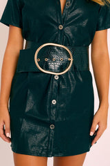 Black Faux Croc Oversized Buckle Waist Belt - Sydni-Belts