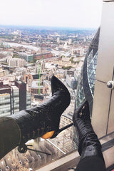 Black Faux Croc Patent Pointed Toe Shoe Boots - Nikoleta-Boots