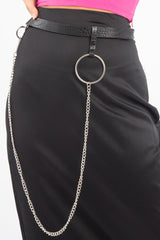 Black Faux Croc Ring Chain Belt - Florice-Belts