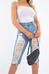 Black Faux Croc Saddle Bag - Stevi-Bags