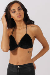 Black Faux Fur Bralet - Immi-Bralets