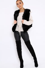 Black Faux Fur Cropped Gilet - Nadia-Jackets