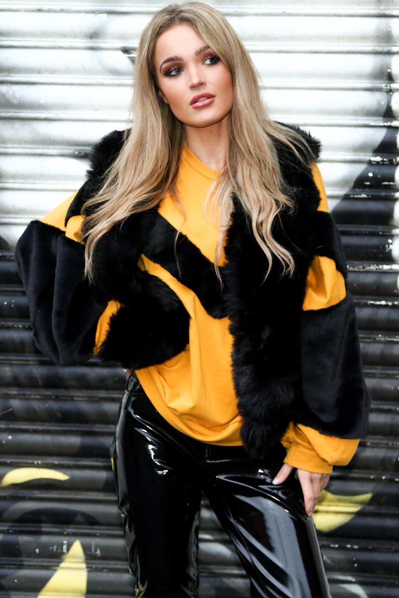Black Faux Fur Cropped Gilet - Nadia-Jackets
