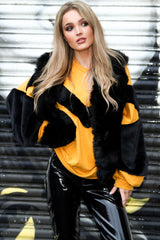 Black Faux Fur Cropped Gilet - Nadia-Jackets