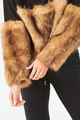 Black Faux Fur Front Tracksuit - Tabitha-Loungewear