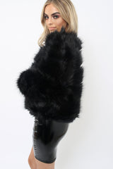 Black Faux Fur Jacket - Amaria-Jackets