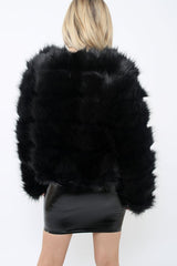 Black Faux Fur Jacket - Amaria-Jackets